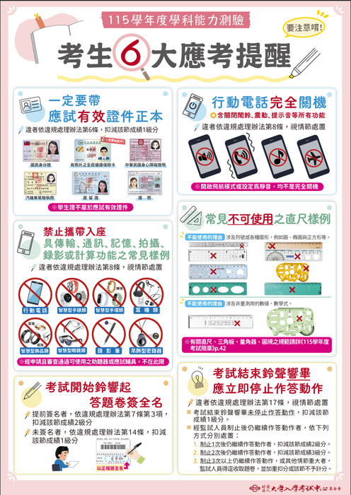 學測考生6大應考提醒